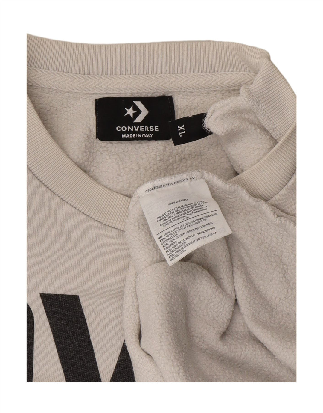 CONVERSE moletom gráfico masculino jumper XL algodão branco