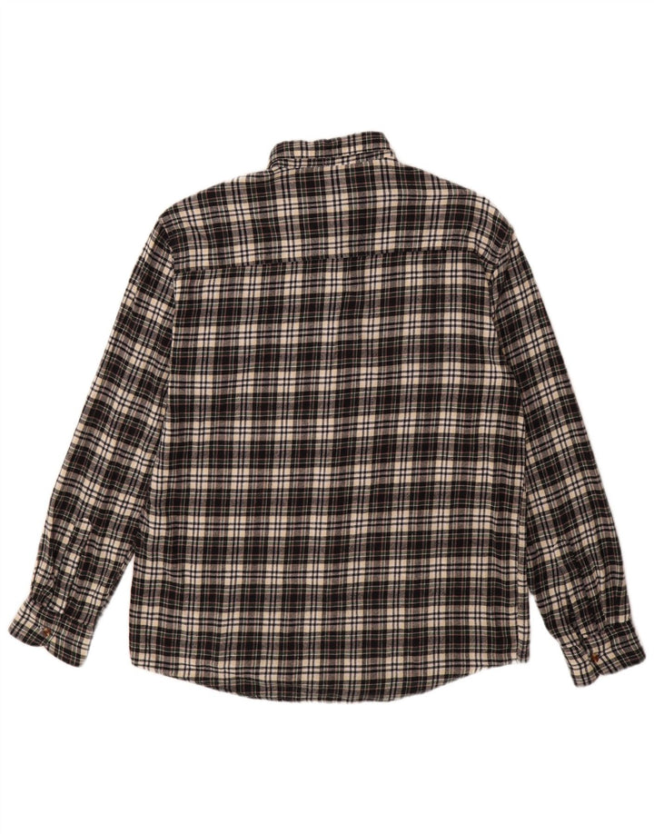 Camisa masculina vintage de flanela grande algodão xadrez preto
