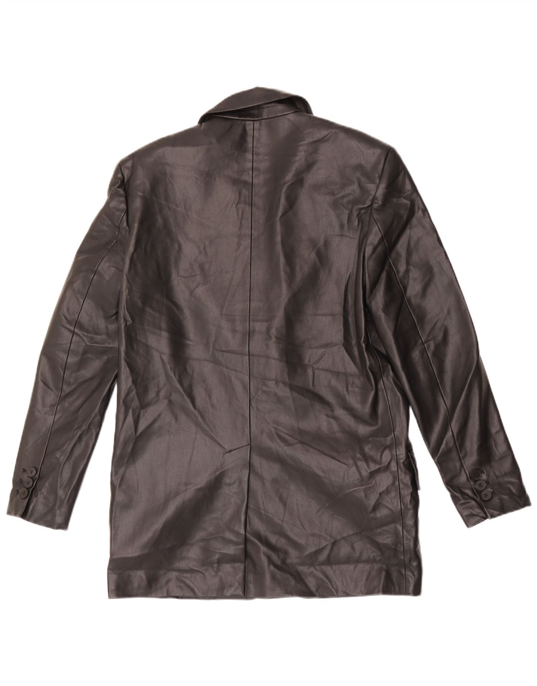 Jaqueta blazer feminina Zara de grandes dimensões com 2 botões de couro sintético Reino Unido 6 XS preta