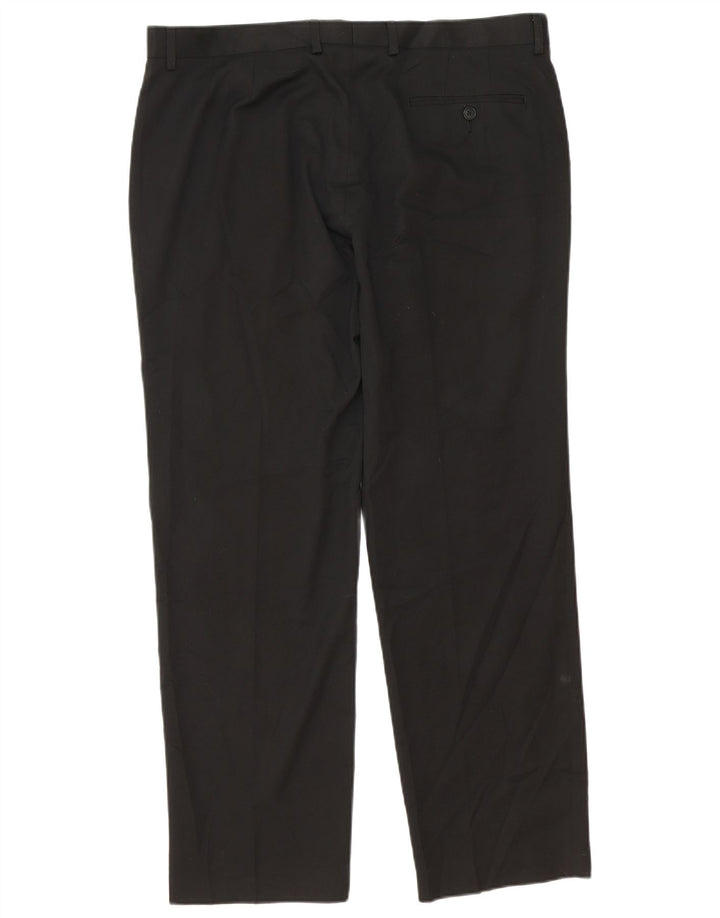Calça masculina de terno cônico Marks & Spencer W38 L31 preto poliéster clássico