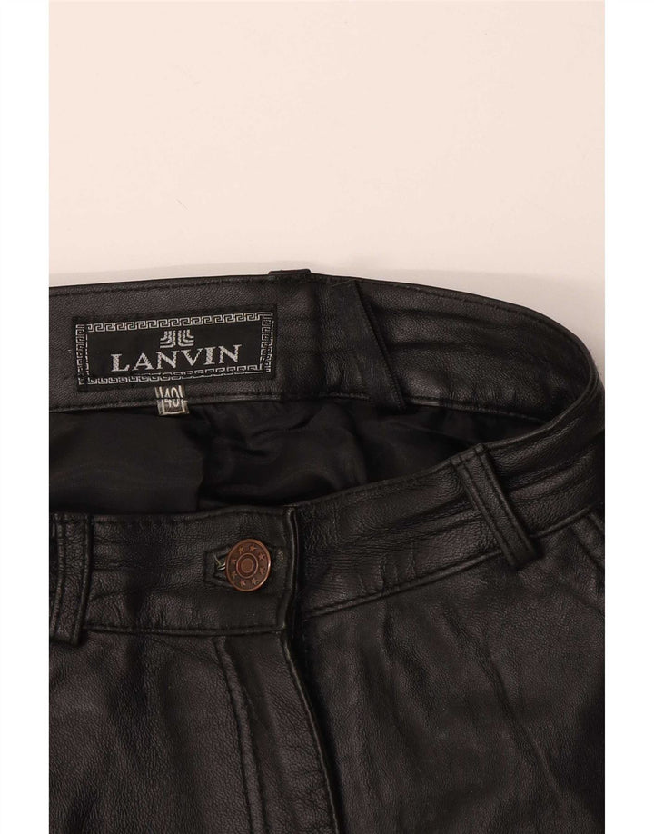 Calça feminina de couro Lanvin IT 40 pequena W28 L27 preta