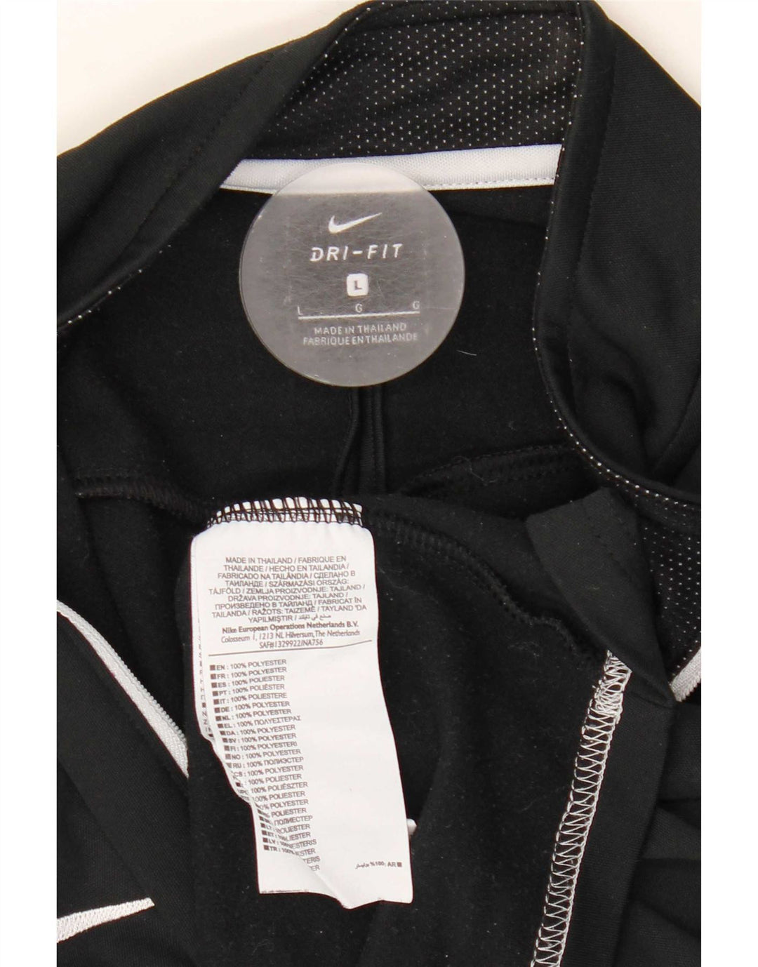 Nike Mens Dri Fit Zip Neck Top Manga Longa Grande Bloco Colorido Preto