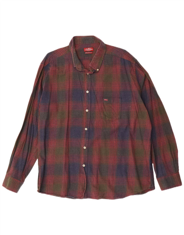 Camisa masculina Carrera Regular Fit 3XL algodão xadrez vermelho