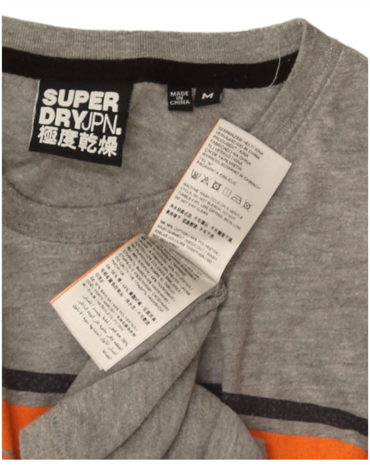 Camiseta masculina Superdry com estampa gráfica cinza médio algodão colorblock