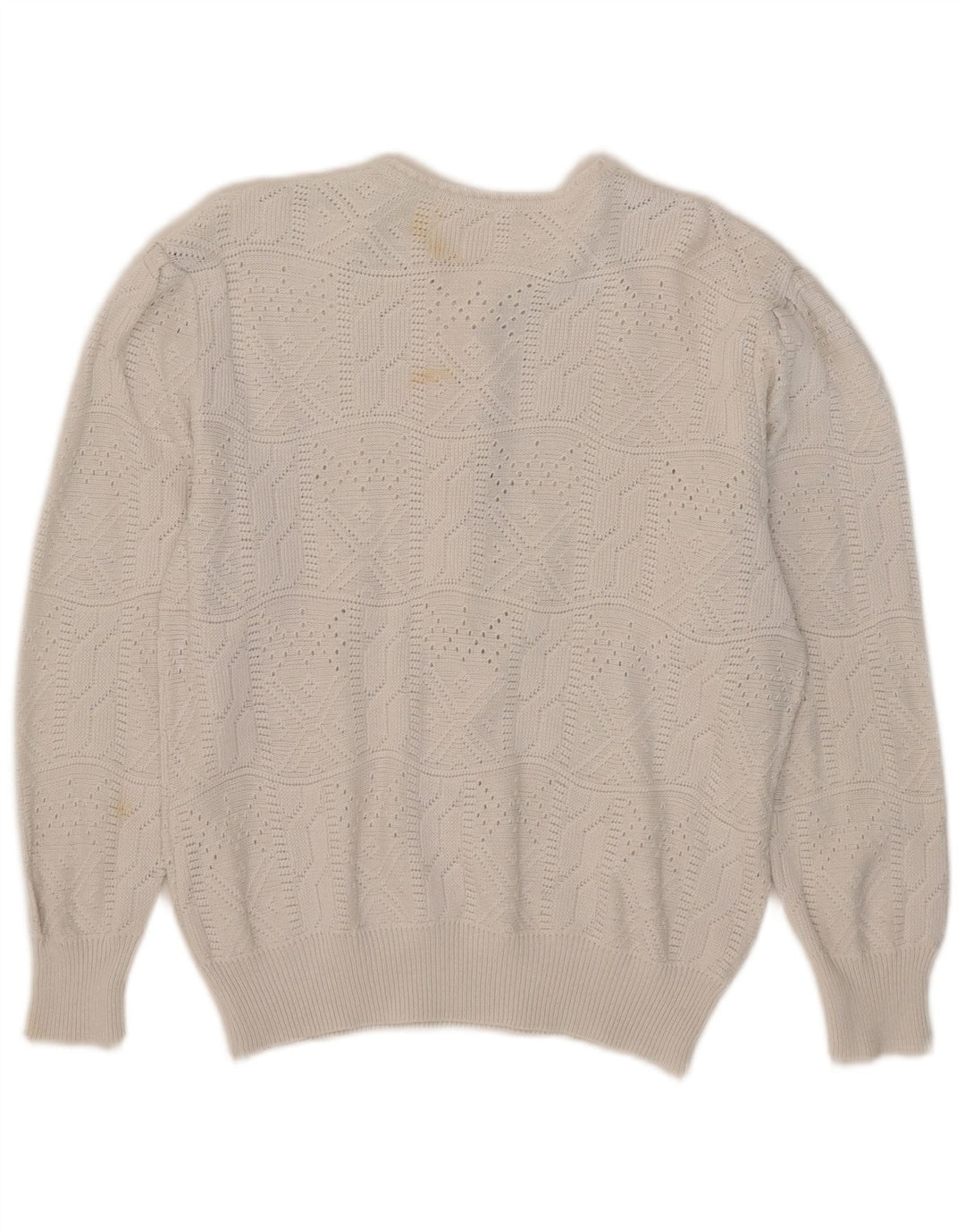 Suéter feminino vintage com decote em botão IT 42 acrílico branco médio