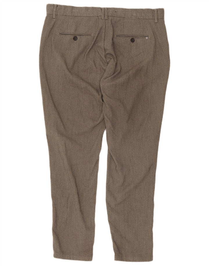 Zara Mens Slim Chino Calças EU 44 Grande W34 L28 Poliéster Cinza
