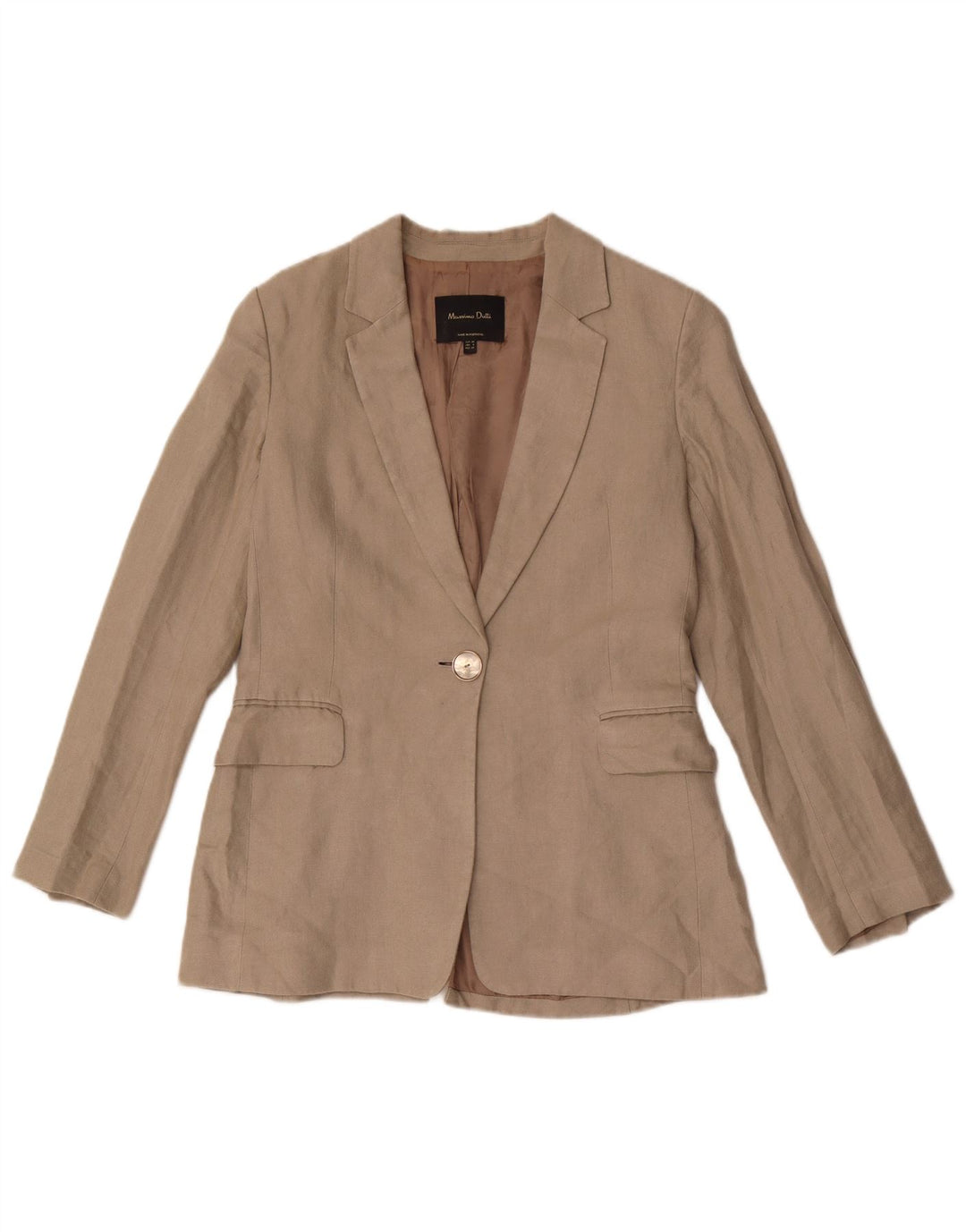 Jaqueta blazer feminina Massimo Dutti com 1 botão UE 38 linho cinza pequeno