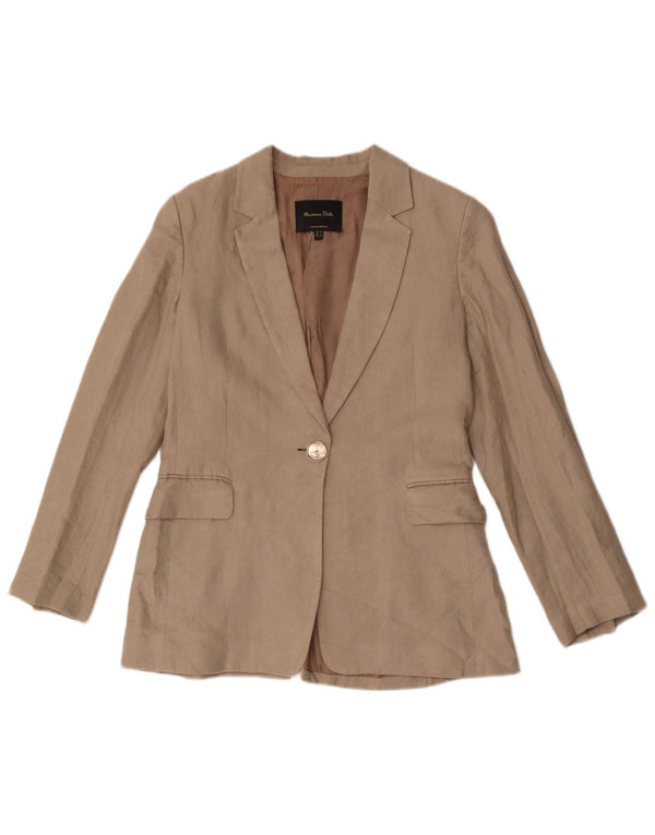 Jaqueta blazer feminina Massimo Dutti com 1 botão UE 38 linho cinza pequeno