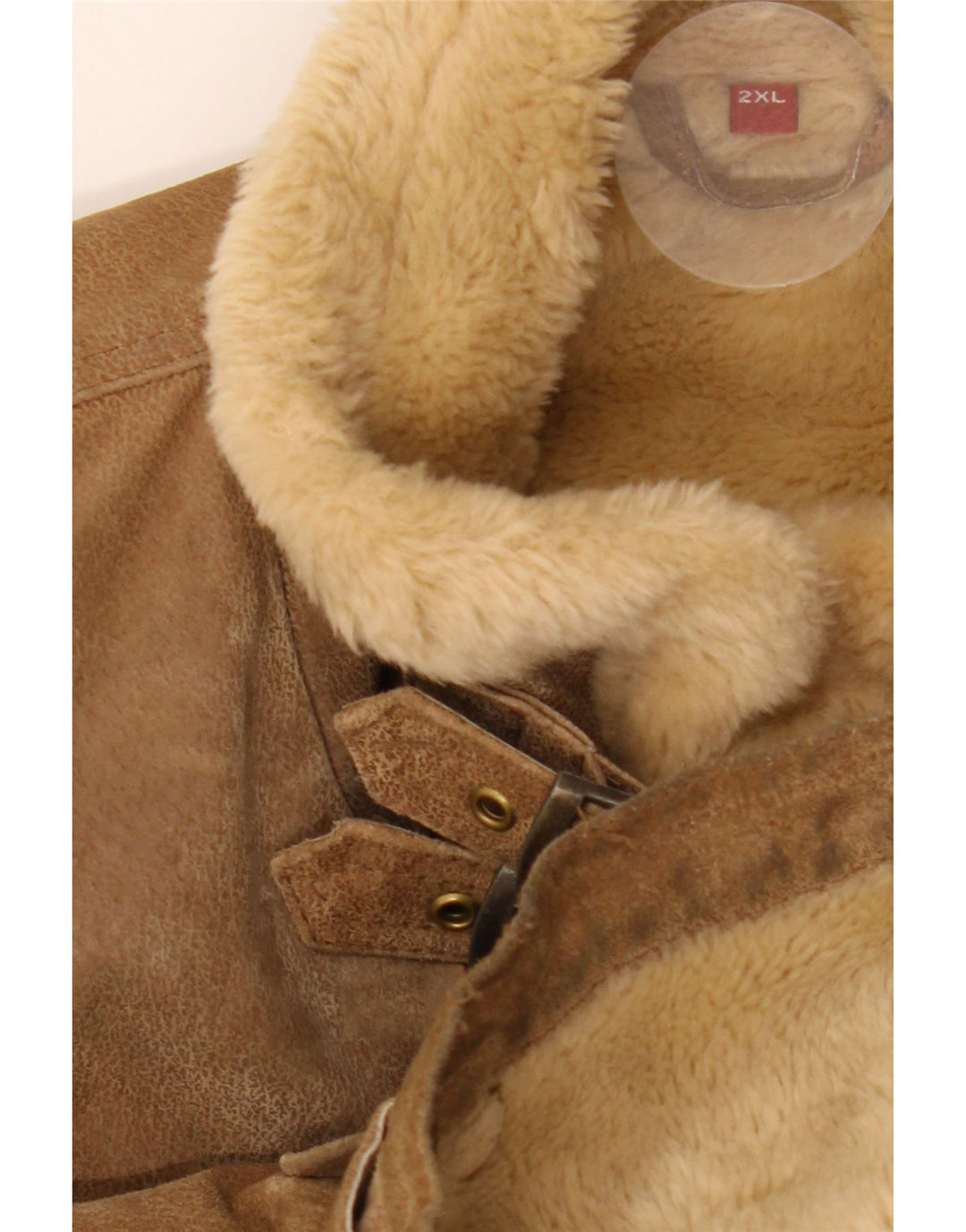 Jaqueta masculina Shearling MONTGOMERY Reino Unido 44 2XL couro marrom