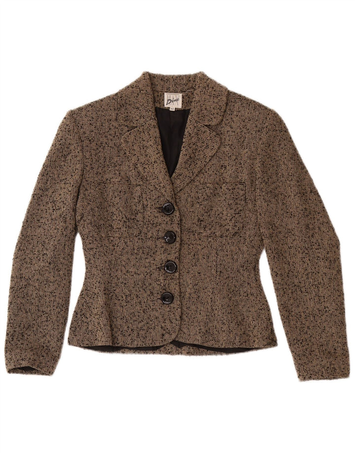 Jaqueta blazer feminina Max Dine com 4 botões IT 42 acrílico manchado marrom médio