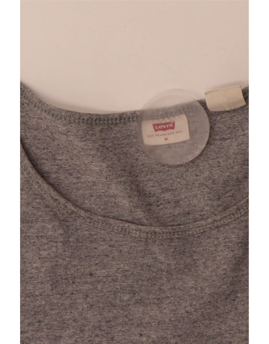 Camiseta feminina Levi's UK 12 algodão manchado cinza médio