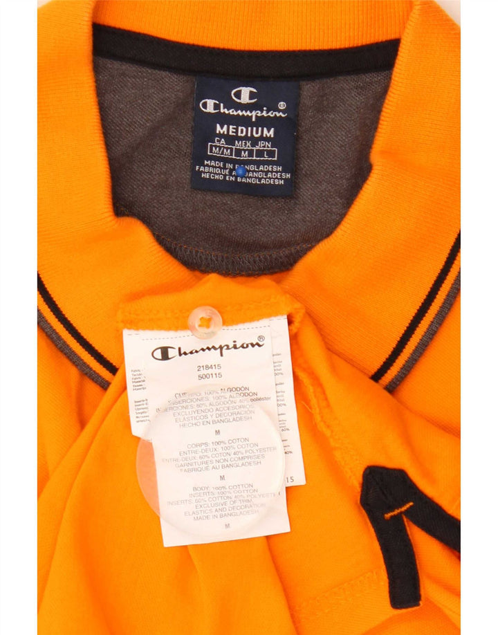 Camisa polo masculina Champion médio laranja listrado algodão