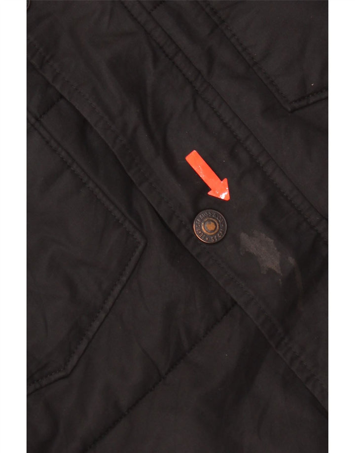 Jaqueta masculina acolchoada com capuz Levi's UK 38 algodão preto médio