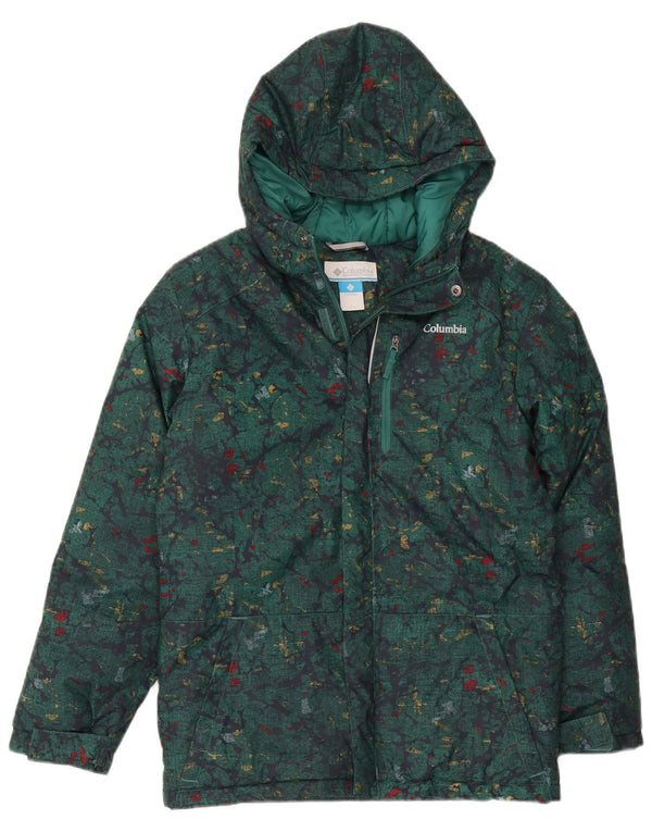 Jaqueta acolchoada com capuz Columbia Boys 14-15 anos grande camuflagem verde