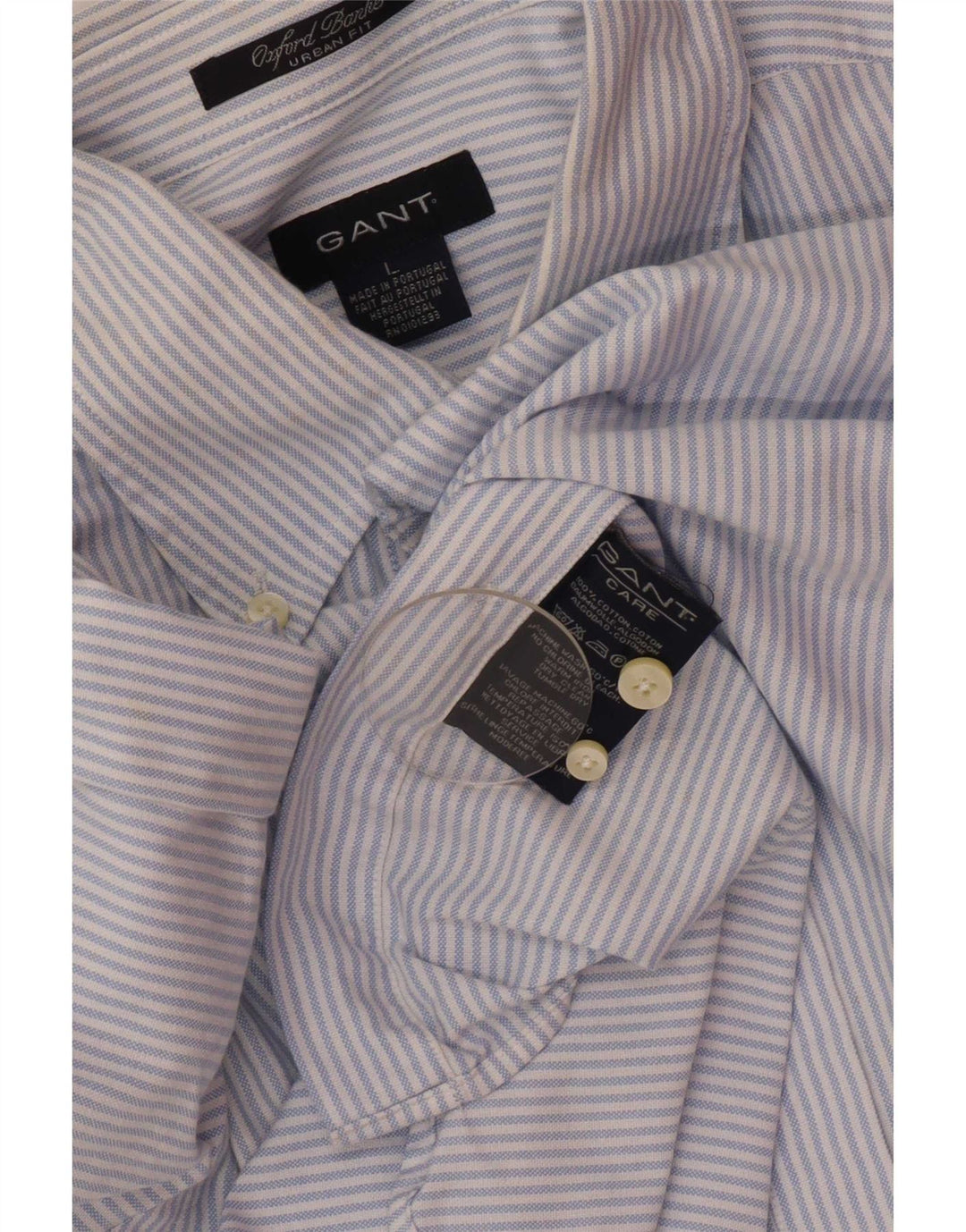 Camisa masculina Gant grande algodão listrado azul