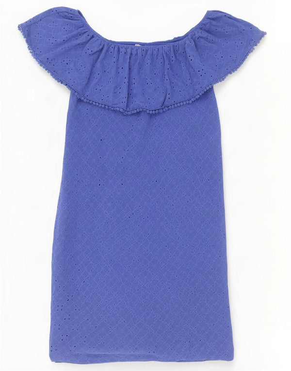 Vestido feminino Oasis com ombros de fora UK 6 XS azul poliéster