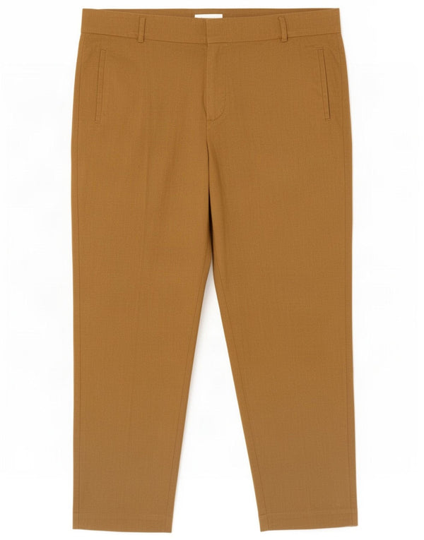 Calças cortadas femininas Marks & Spencer Reino Unido 18 XL W36 L25 espinha de peixe marrom