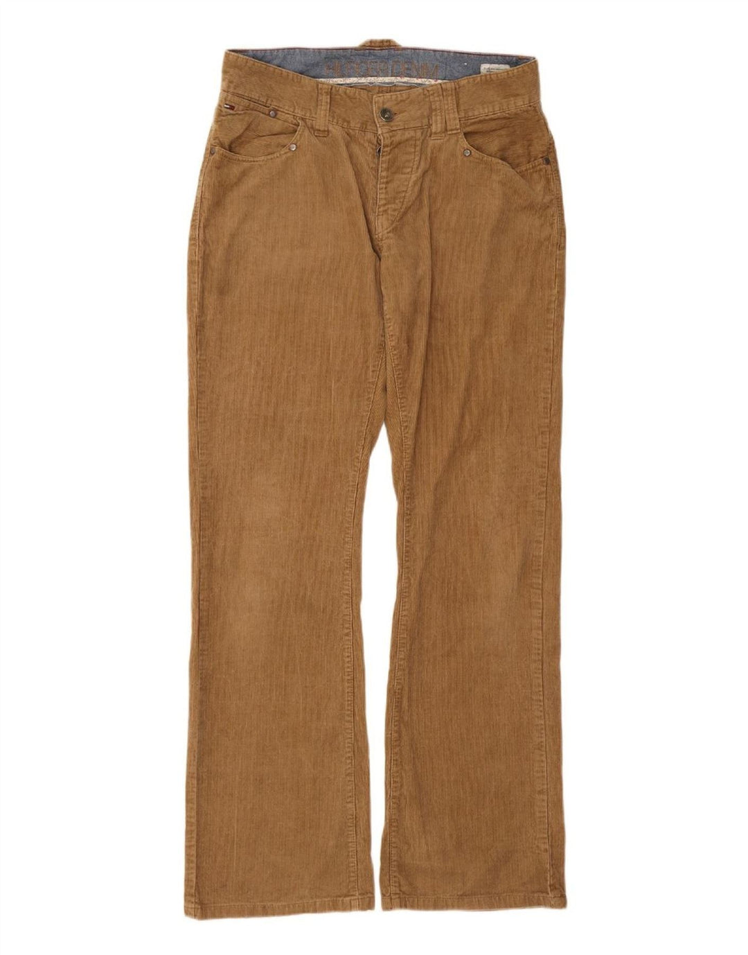 Calça feminina de veludo cotelê TOMMY HILFIGER W32 L34 algodão marrom