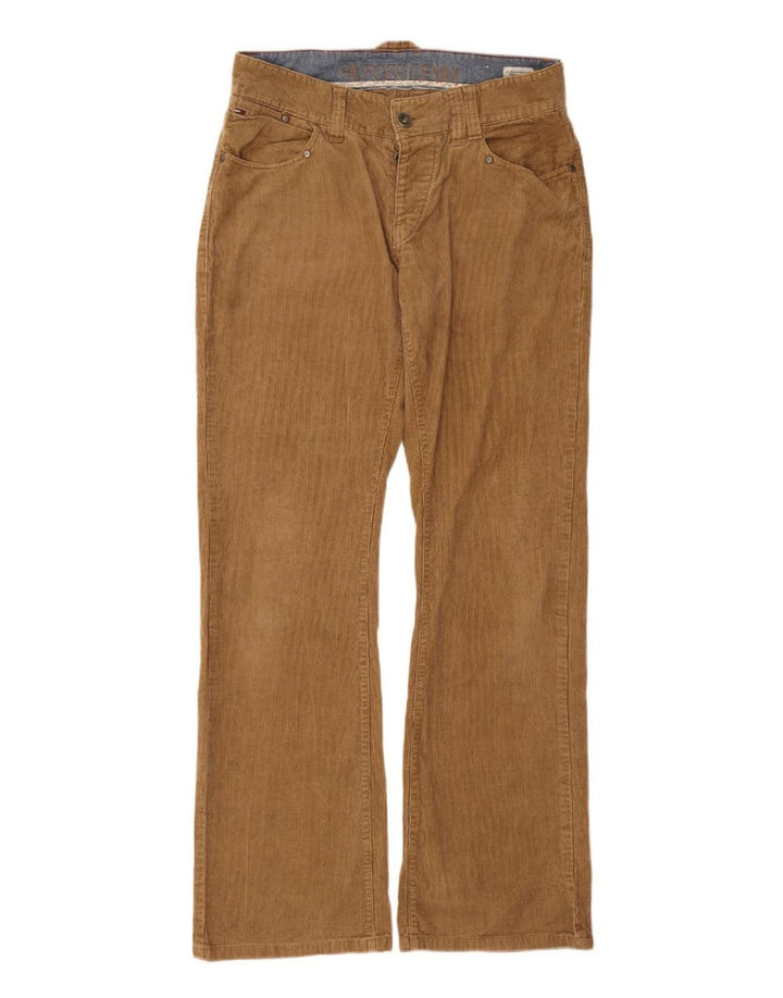 Calça feminina de veludo cotelê TOMMY HILFIGER W32 L34 algodão marrom