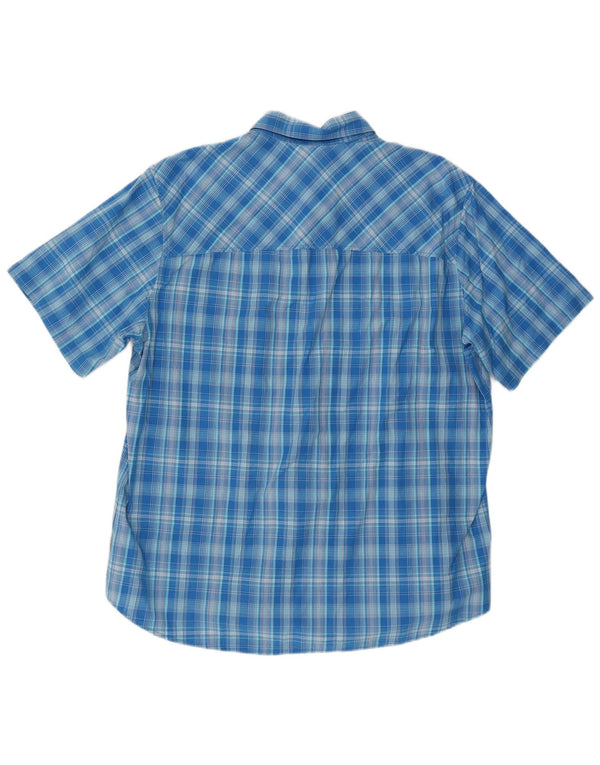Camisa masculina de manga curta Jack Wolfskin tamanho 44/46 XL algodão xadrez azul