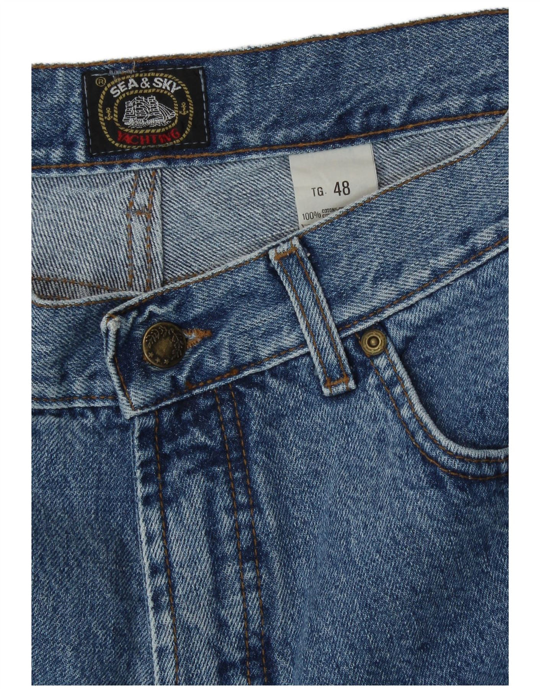 Sea & Sky Masculino Tapered Jeans IT 48 Médio W32 L30 Azul Algodão