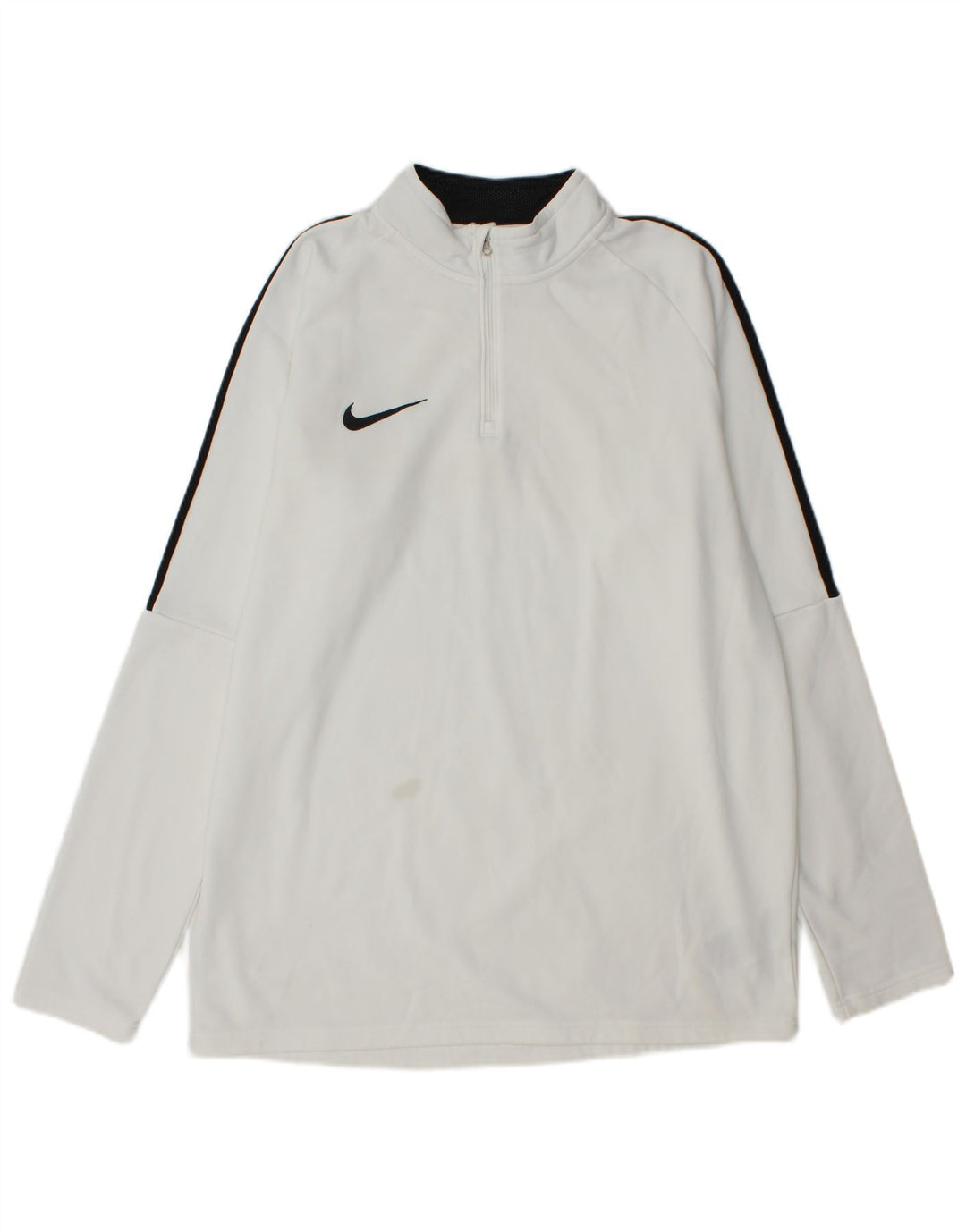 Pulôver Nike masculino Dri Fit com gola zip e moletom grande bloco colorido branco