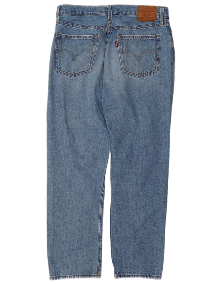 LEVI'S feminino 501 jeans retos desgastados W29 L26 algodão azul