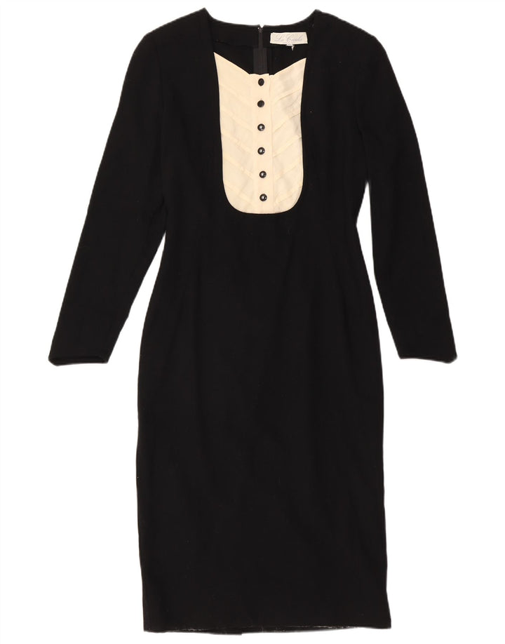 Vestido feminino vintage manga comprida bainha IT 42 médio preto