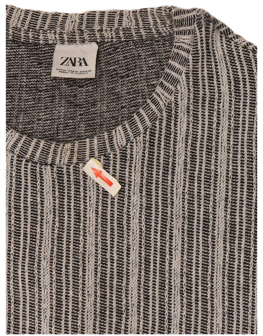Camiseta masculina Zara Top cinza médio listrado algodão