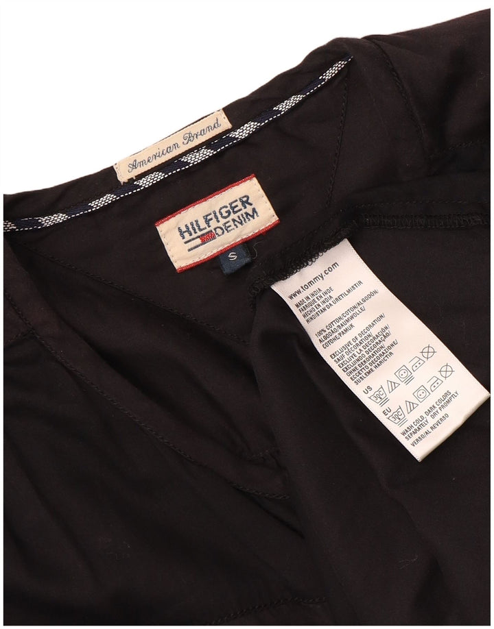 Camisa oversized feminina Tommy Hilfiger Reino Unido 10 pequeno algodão preto