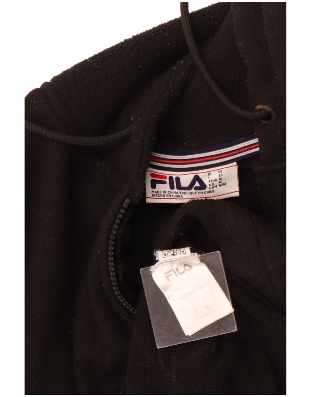 Suéter masculino de lã com capuz e gola com zíper FILA poliéster preto médio
