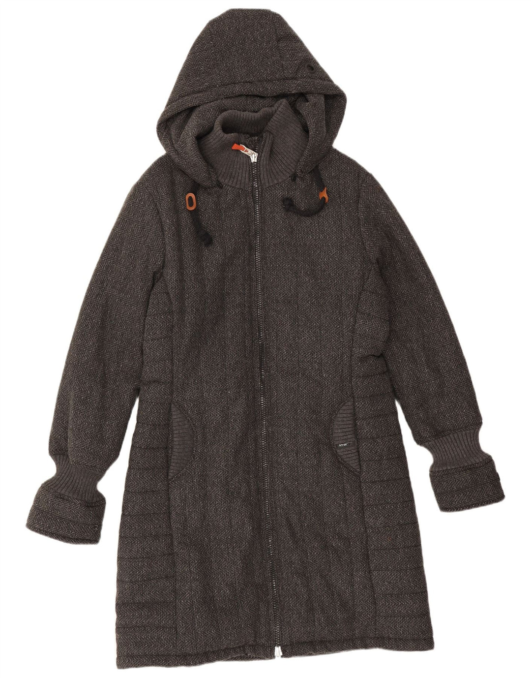 Sobretudo feminino com capuz KHUJO UK 20 2XL poliéster manchado cinza