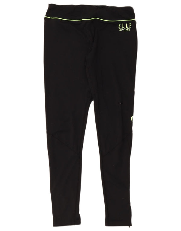 Leggings gráficas femininas Elle Sport UK 14 poliéster preto médio