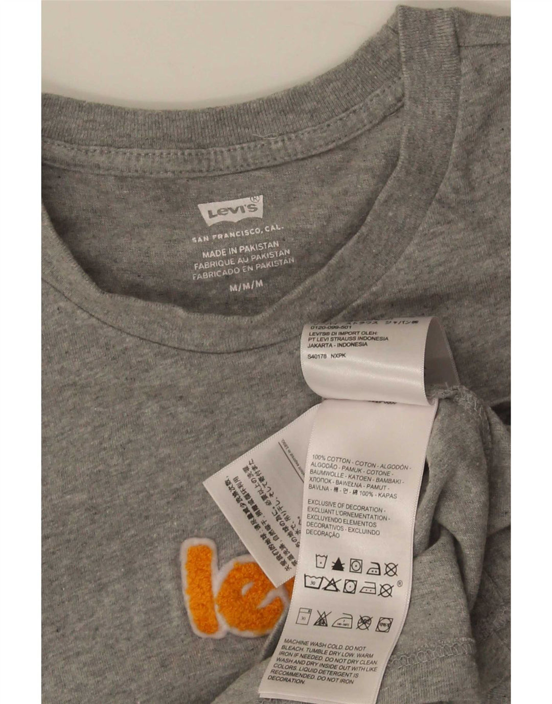 Camiseta feminina gráfica Levi's Top UK 12 algodão cinza médio