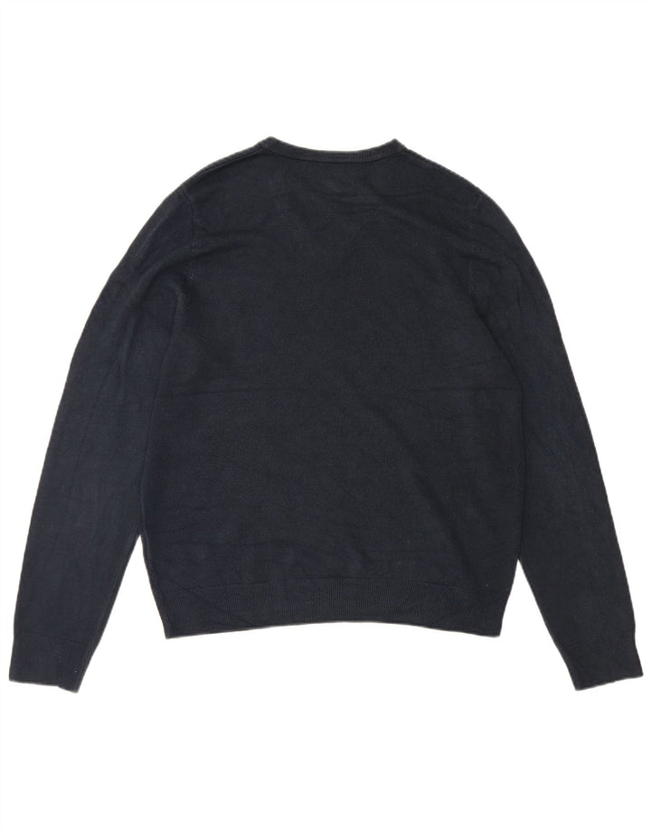 Suéter masculino Marks & Spencer com decote em V grande acrílico azul marinho
