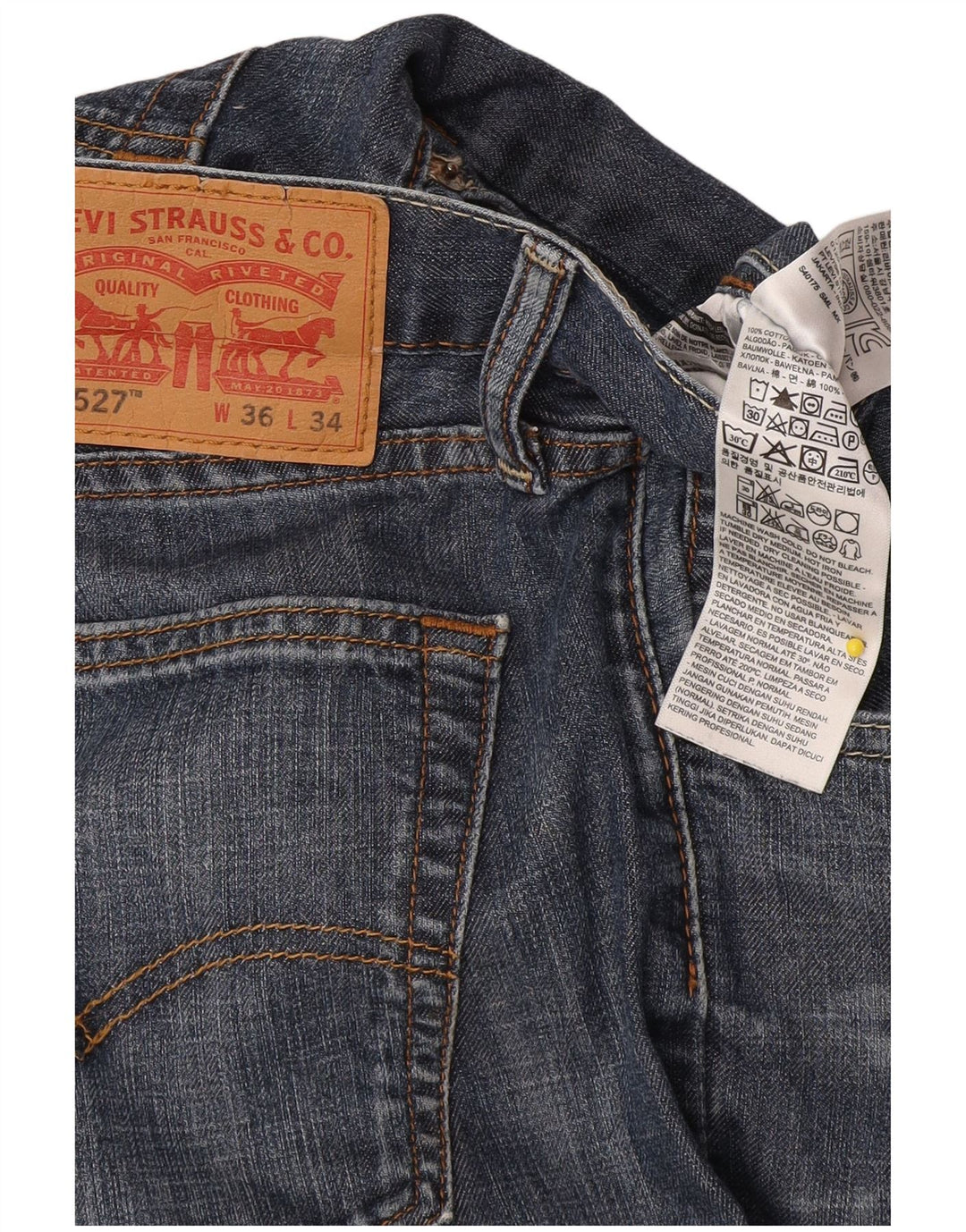 Levi's Masculino 527 Bootcut Jeans W36 L34 Azul Marinho Algodão