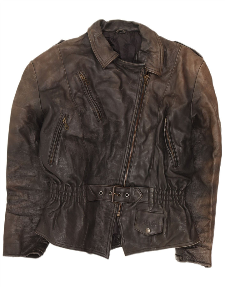 Belo jaqueta feminina de couro grande para motociclista EU 40 médio preto