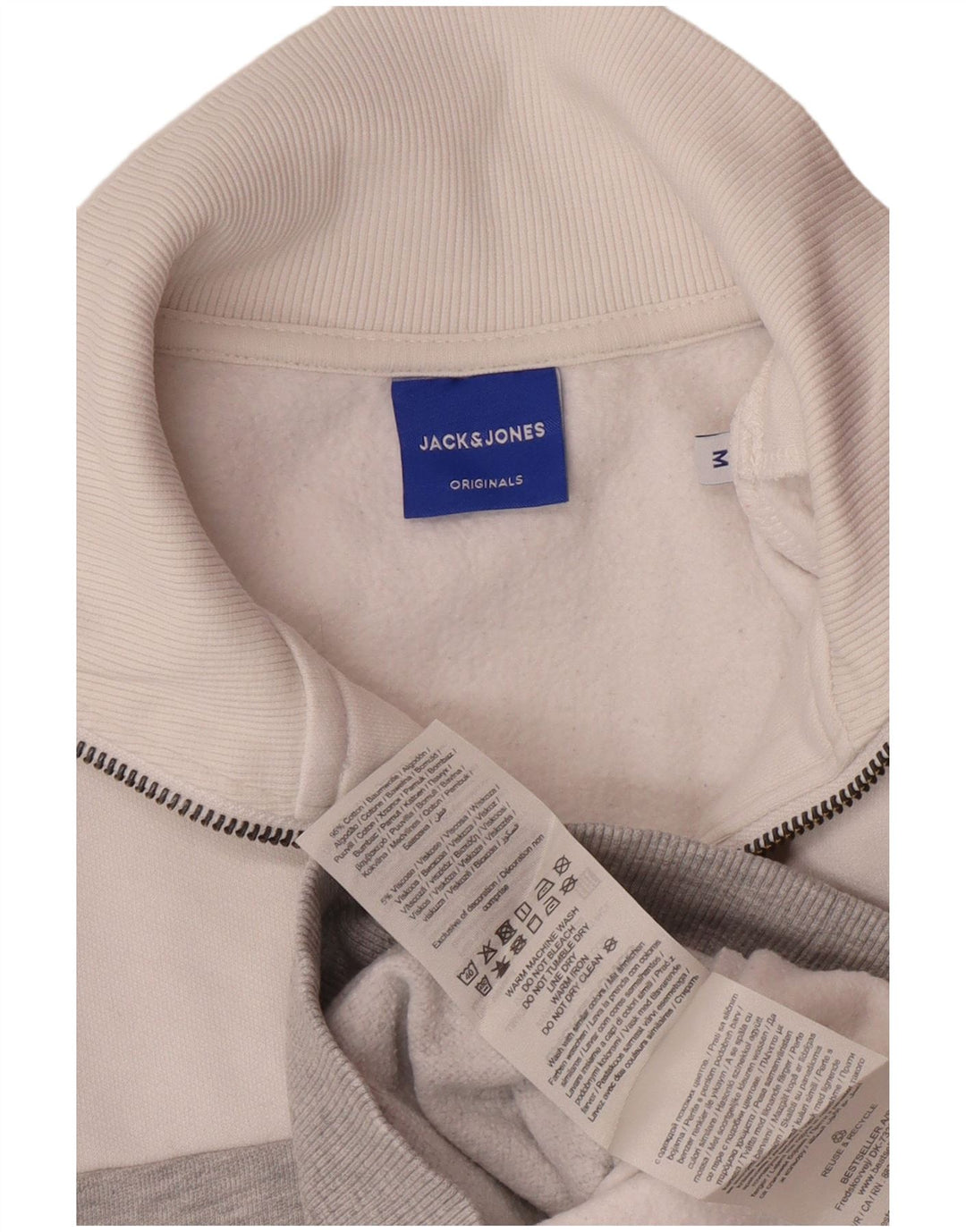 JACK & JONES moletom gráfico masculino jumper médio branco colorblock