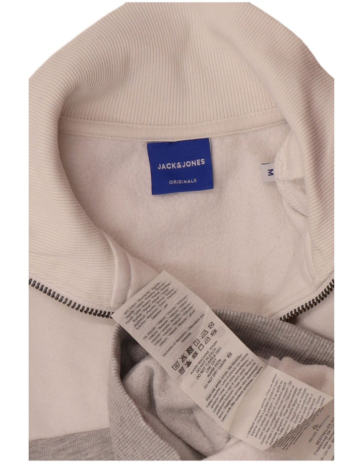 JACK & JONES moletom gráfico masculino jumper médio branco colorblock