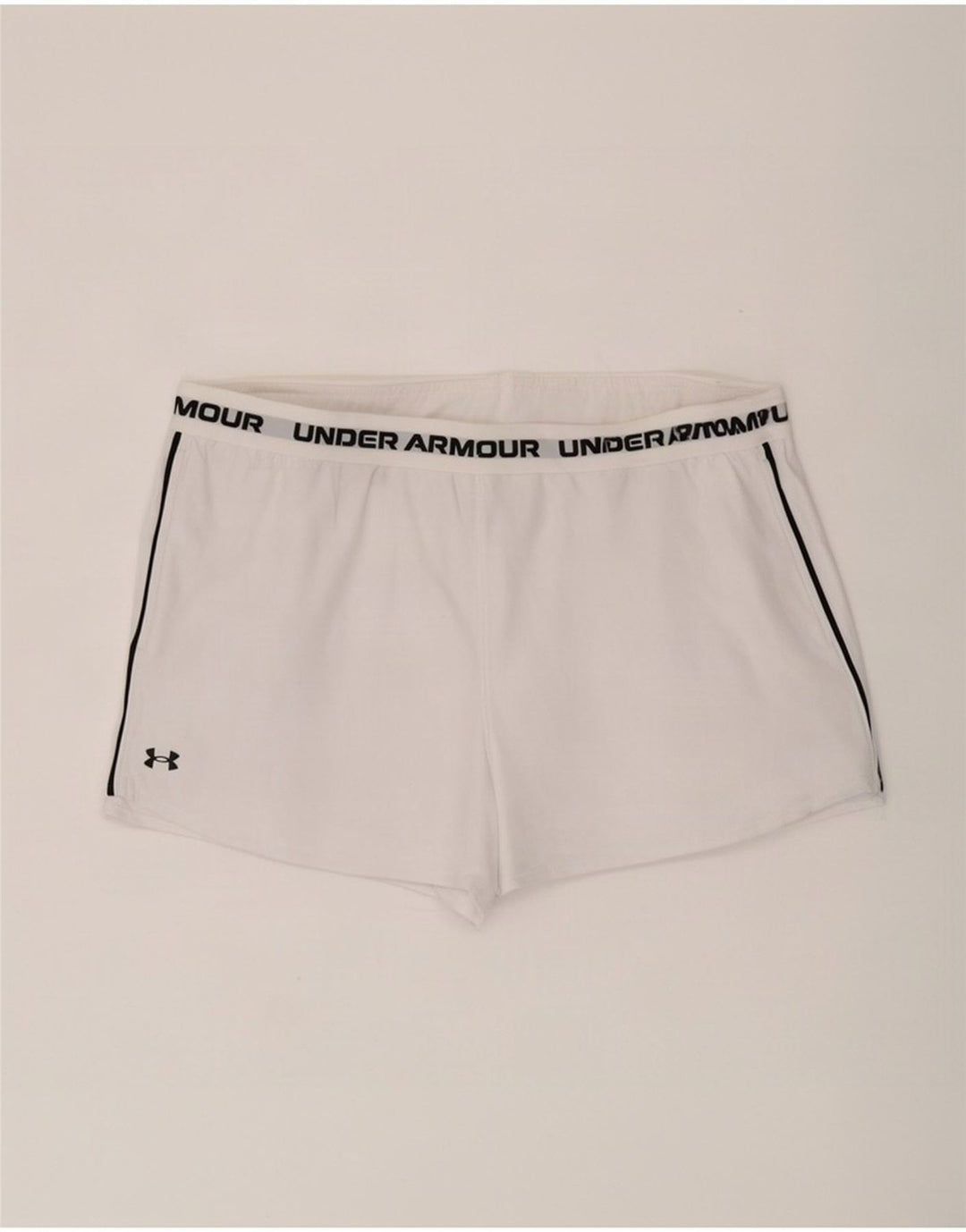 Shorts esportivos gráficos femininos Under Armour UK 20 2XL poliéster branco