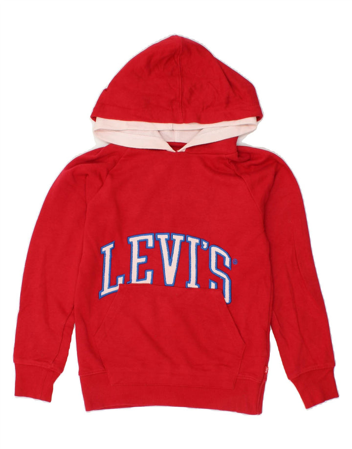 LEVI'S Boys Graphic Hoodie Jumper 9-10 Years Red Cotton Vintage Levi's and Second-Hand Levi's from Messina Hembry 