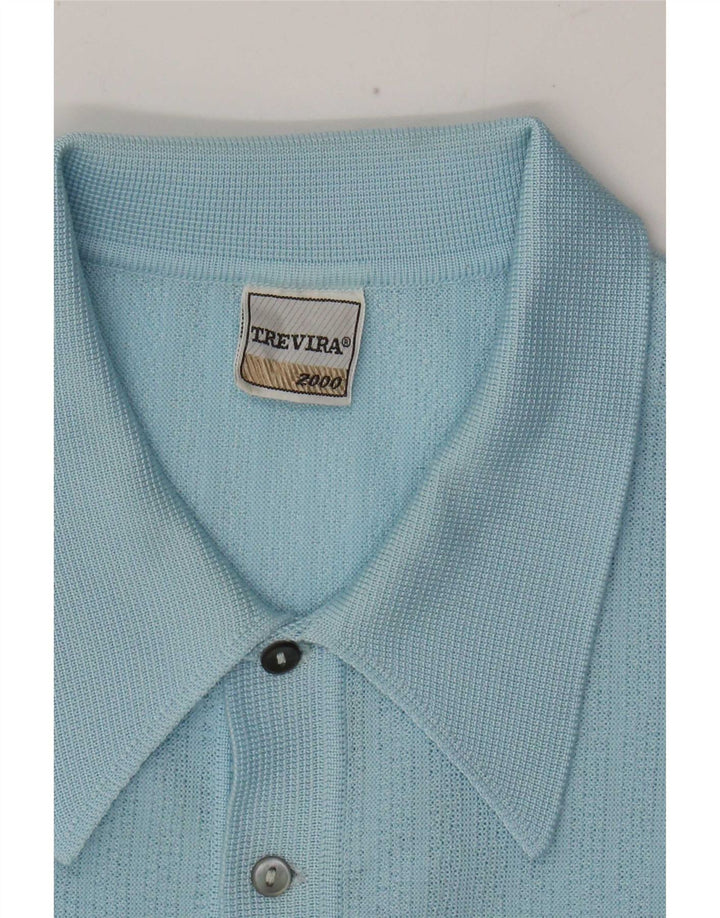 Suéter masculino Trevira com gola polo azul médio