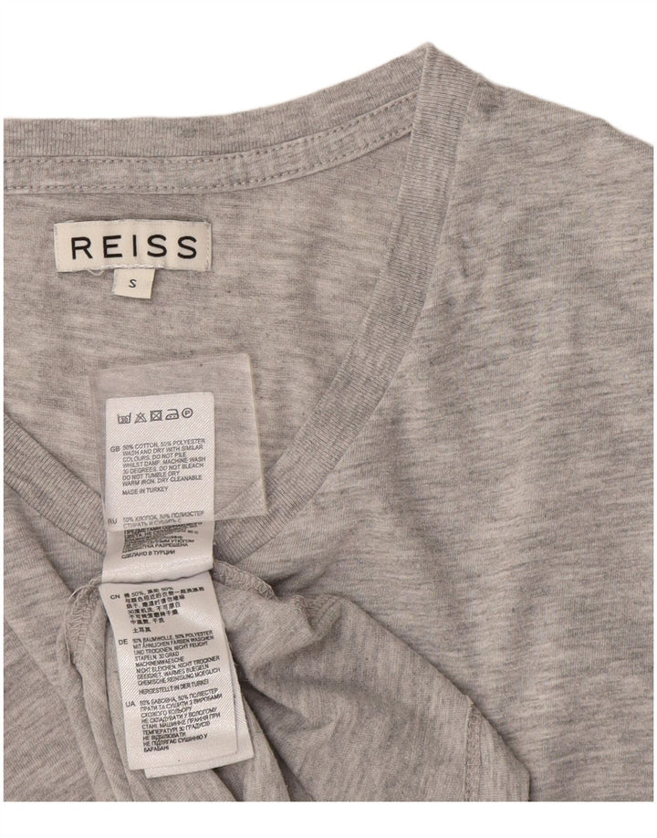 Camiseta masculina Reiss Top pequeno algodão manchado cinza