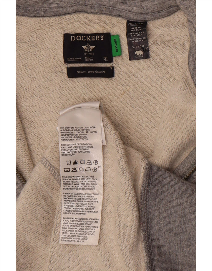 Suéter masculino Dockers com capuz e zíper regular, algodão manchado cinza pequeno