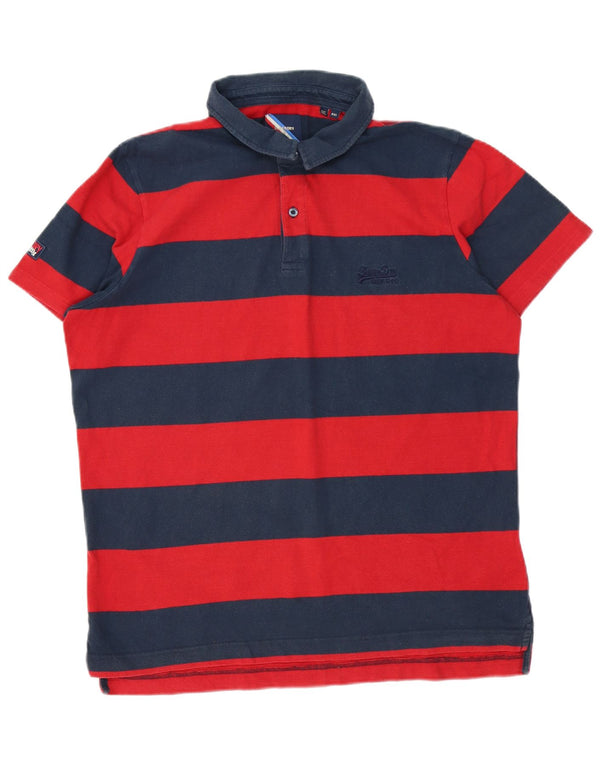 Superdry Mens Polo Shirt 2XL Red Striped Cotton