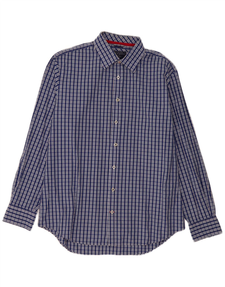 Camisa masculina Charles Tyrwhitt grande algodão xadrez azul
