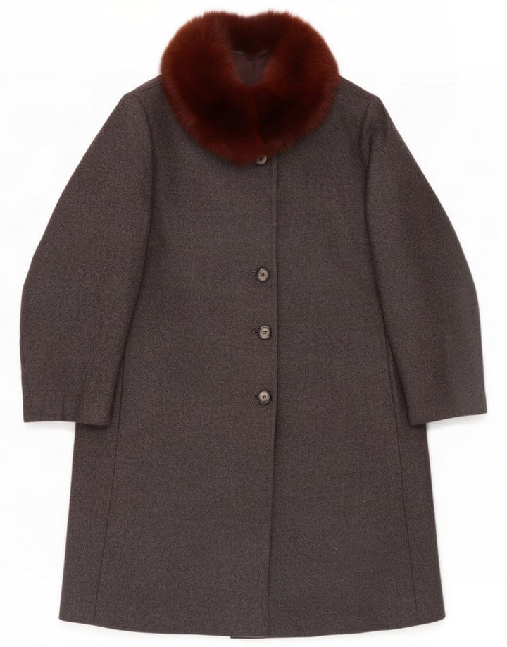 Sobretudo feminino vintage Reino Unido 14 cinza médio