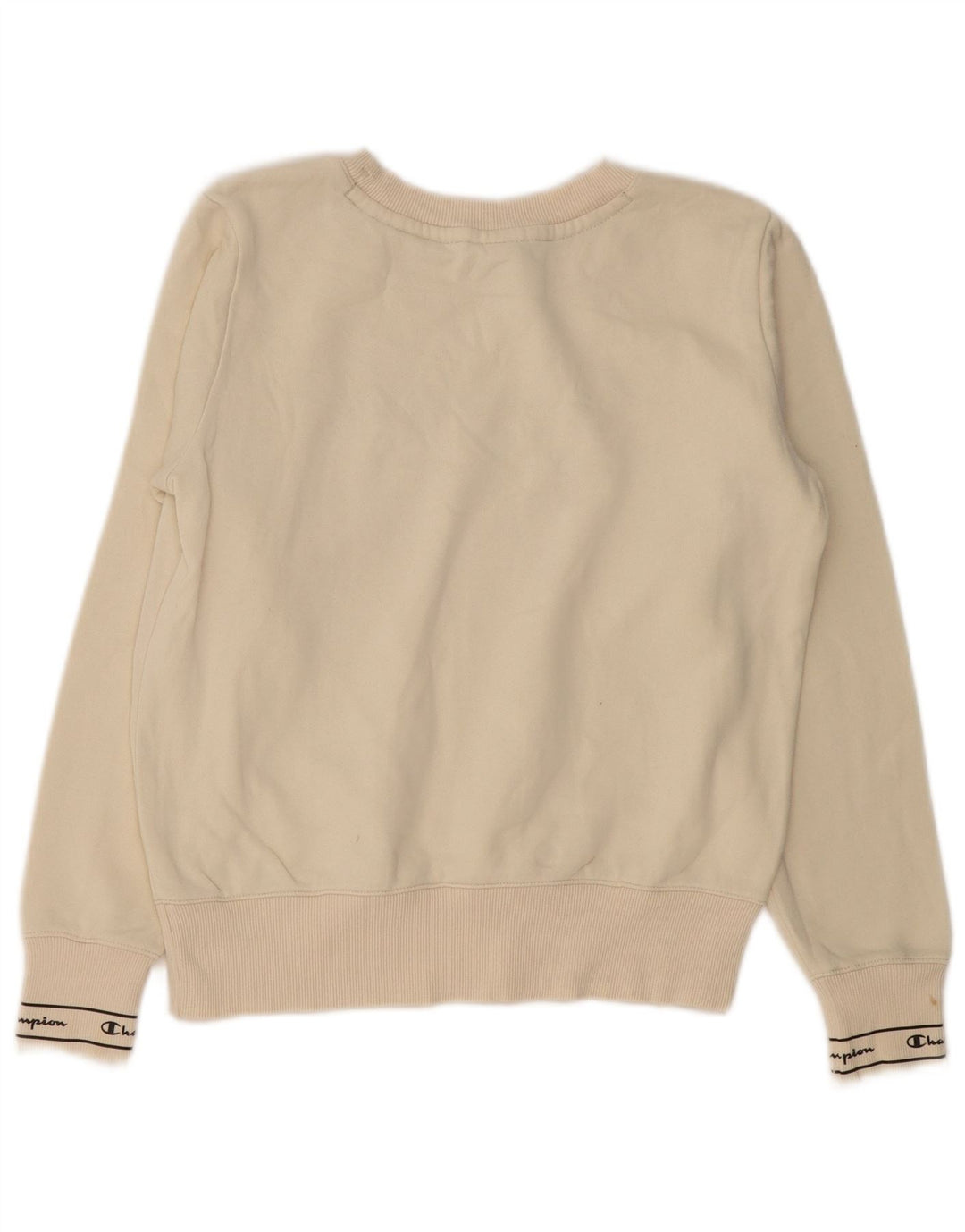 Champion feminino gráfico oversized moletom jumper UK 10 pequeno off white