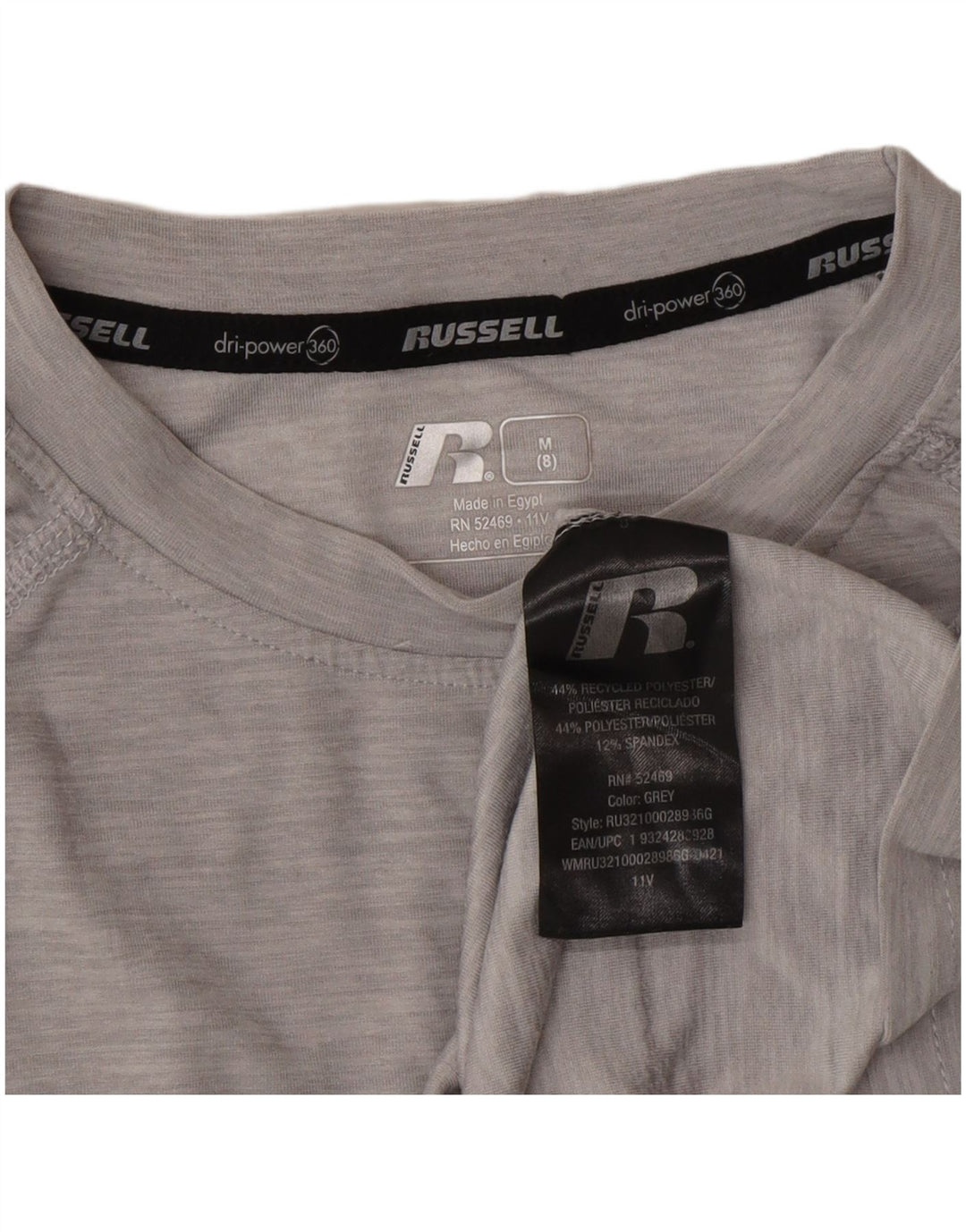 Camisola Russell Athletic Boys Dri-Power manga comprida 7-8 anos cinzento médio