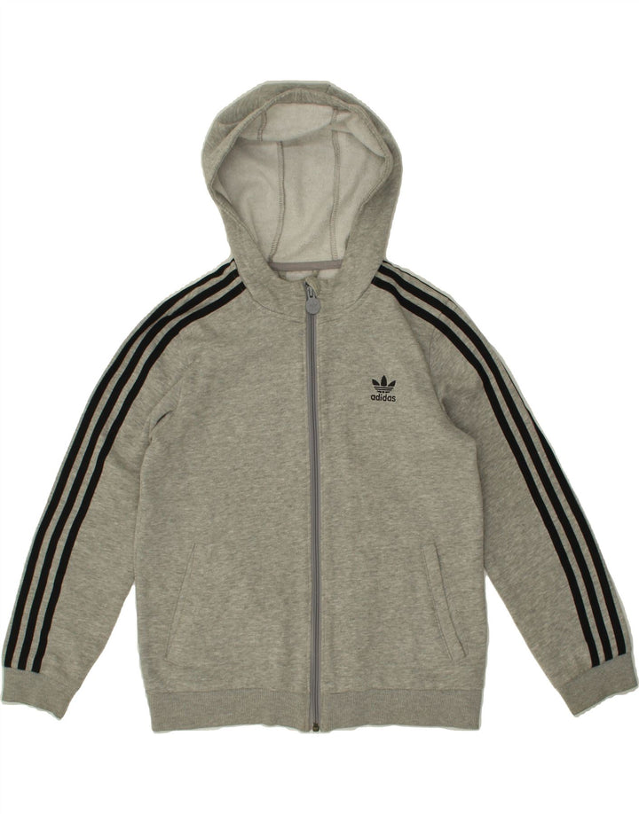 ADIDAS Boys Zip Hoodie Sweater 11-12 Years Grey Cotton Vintage Adidas and Second-Hand Adidas from Messina Hembry 